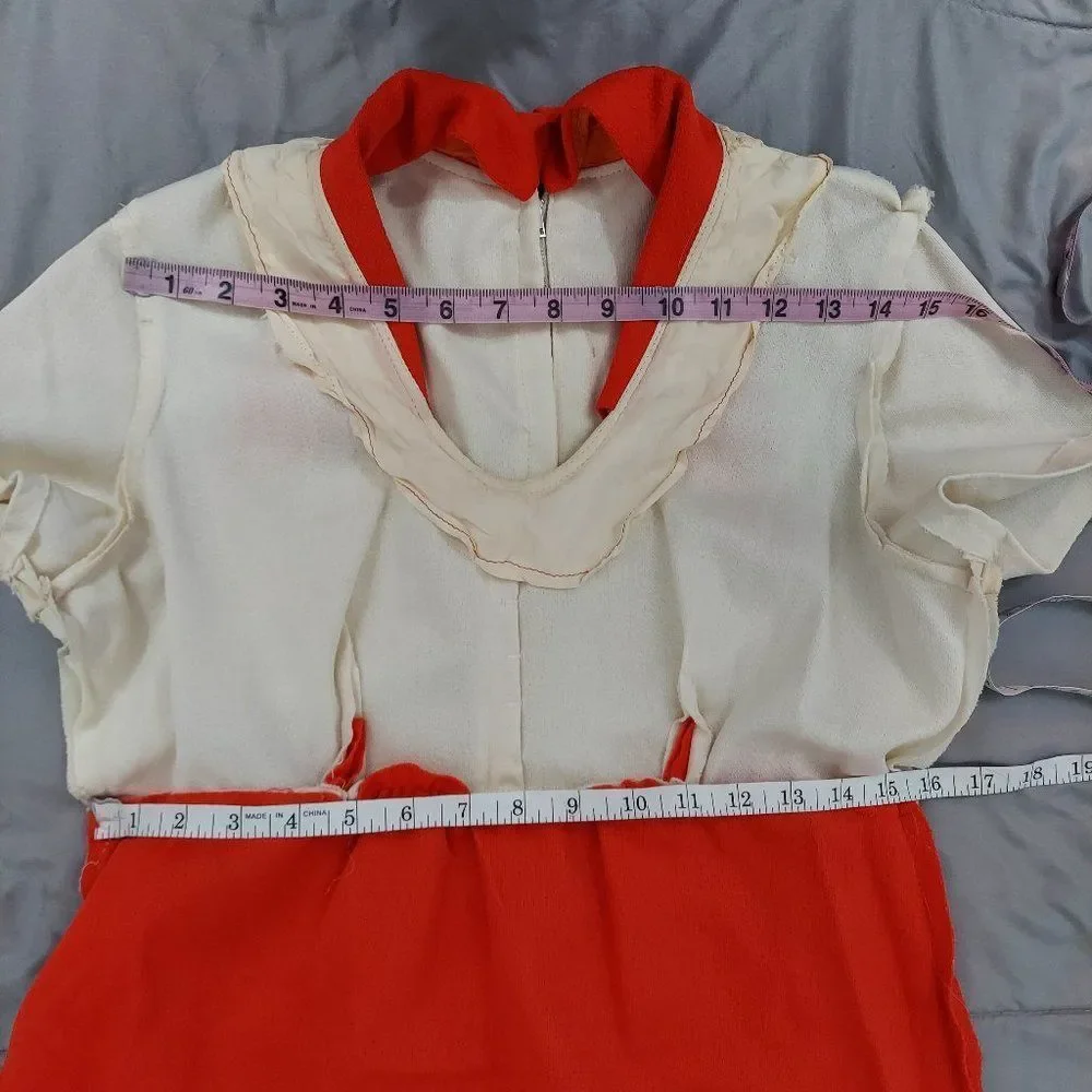 Vintage 1960s 1970s Pointed Dagger Collar Empire Waist Babydoll Dress - Picture 11 of 15